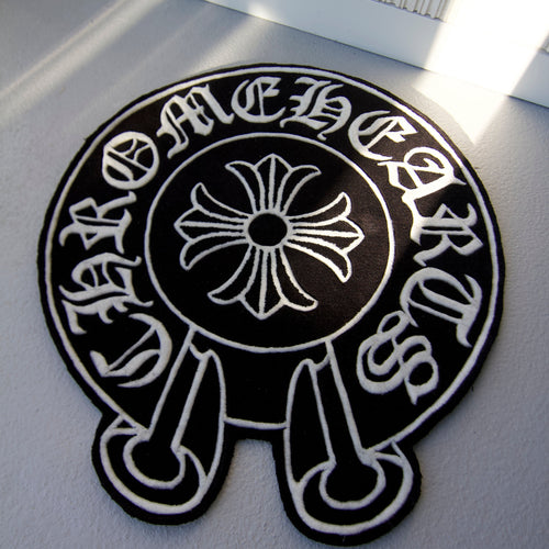 Custom Black Chrome Heart$ Rug