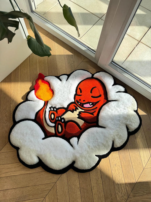 Charmander Cartoon Fluffy Cloud - 3D Hand-Tufted Custom Rug