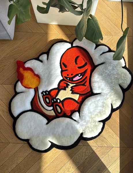 Charmander Cartoon Fluffy Cloud - 3D Hand-Tufted Custom Rug