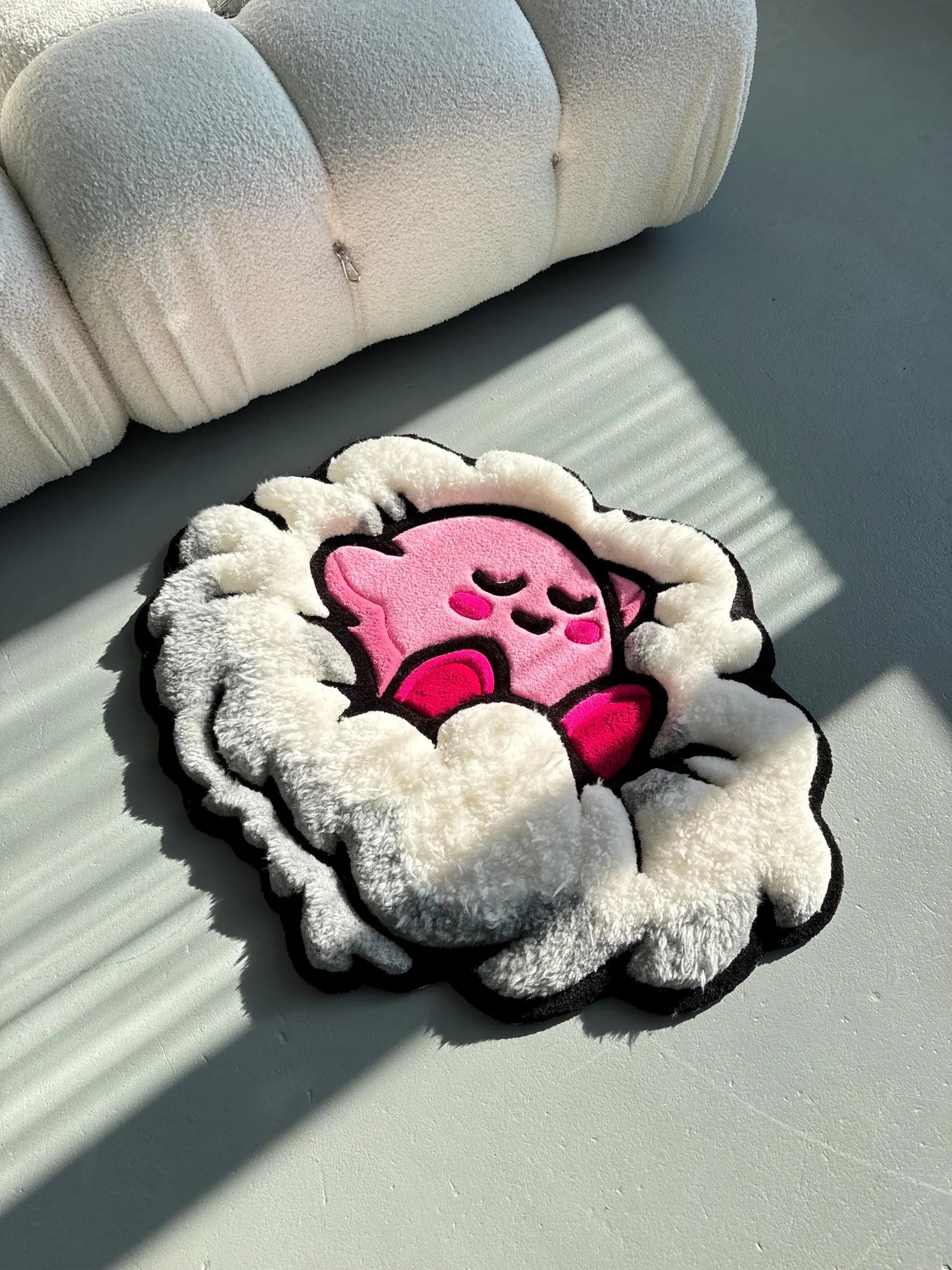 3D Cartoon Fluffy Cloud Kirby Tufted Rug