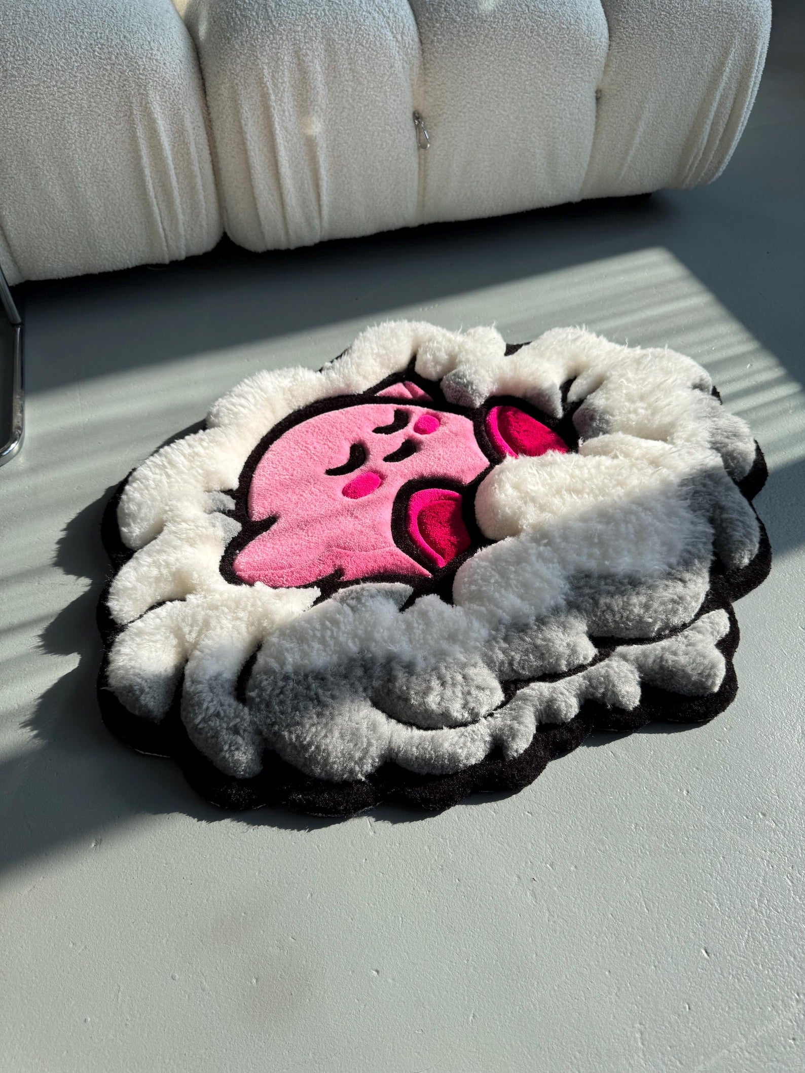 3D Cartoon Fluffy Cloud Kirby Tufted Rug