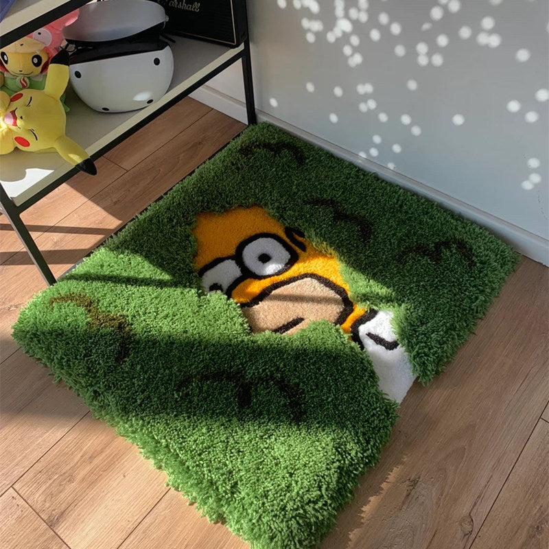 Homer Simpson "Back Into Bushes" Tufted Rug