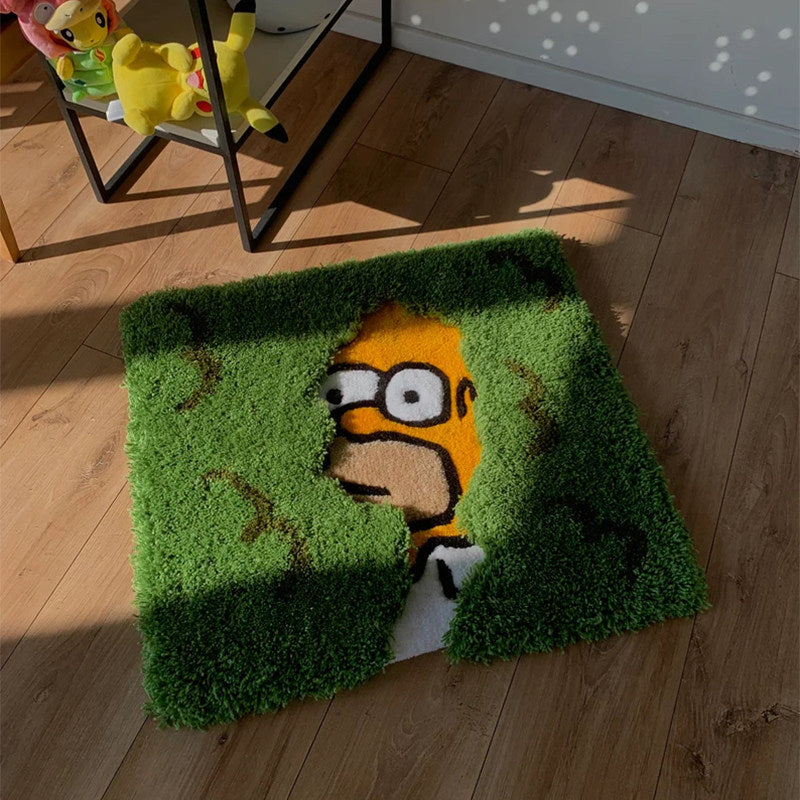 Homer Simpson "Back Into Bushes" Tufted Rug