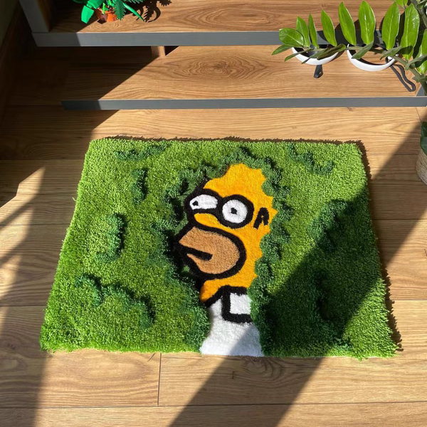 Homer Simpson "Back Into Bushes" Tufted Rug